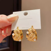 Cubic Zirconia and Faux Pearl Embellished Hoop Earrings
